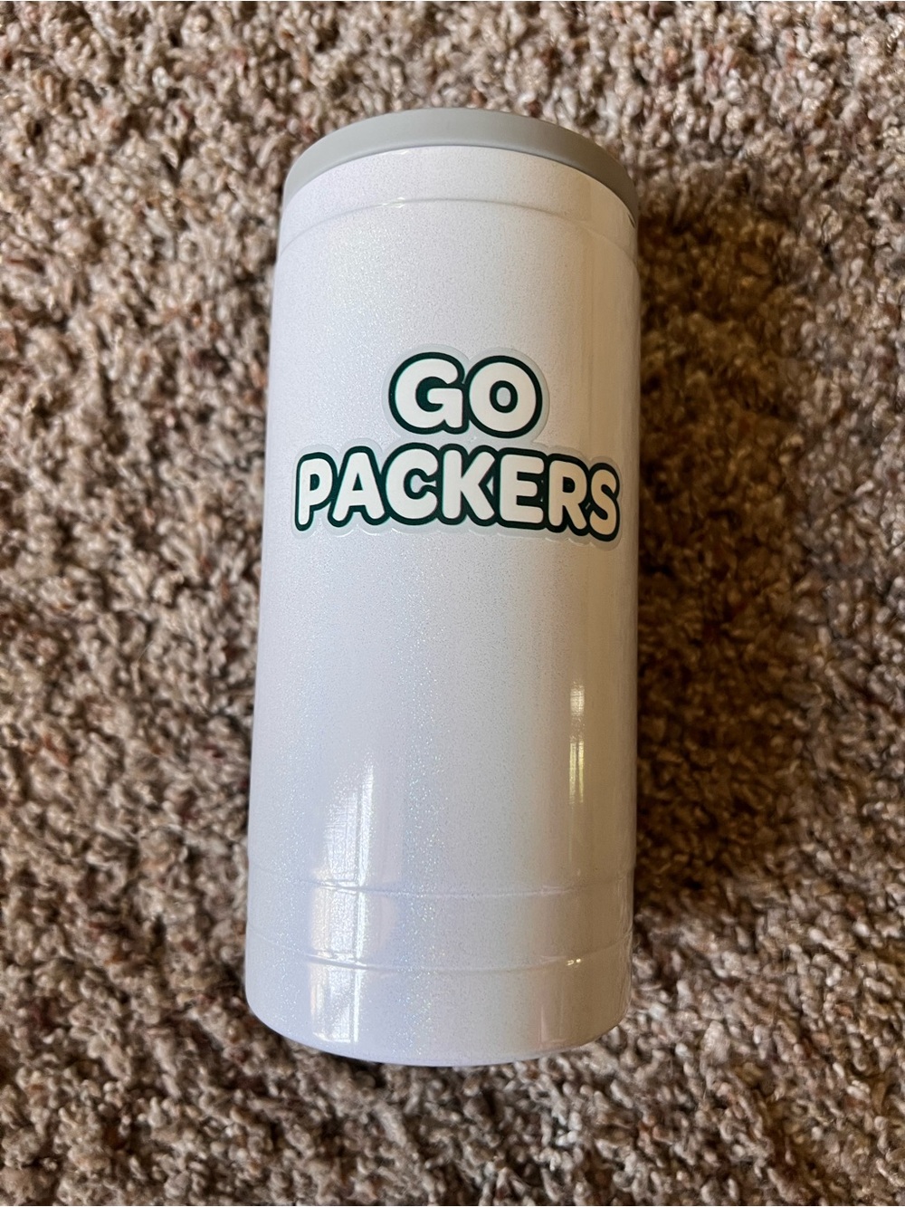 Green Bay Packers White 'GO PACKERS' Travel Tumbler